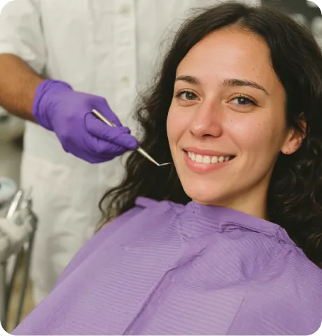Young woman smiling during a dental checkup