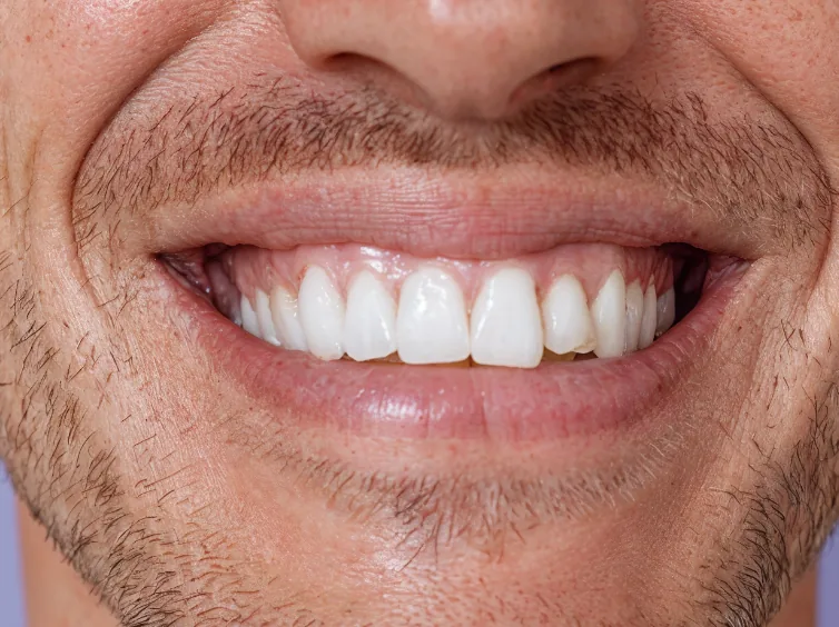 Close-up of a man's white smile