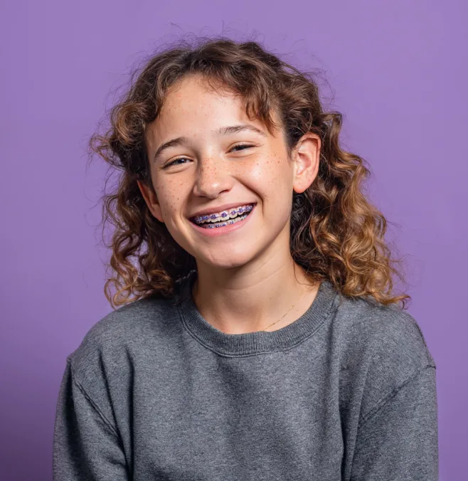 Smiling girl with braces