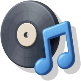 Vinyl record with a music note